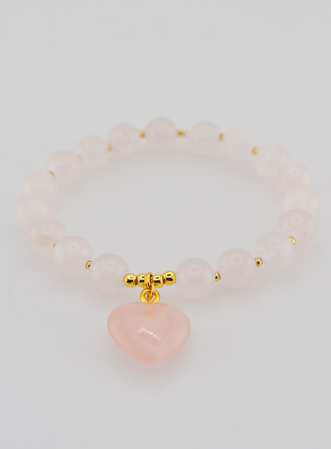 Bracciale in Pietra Naturale Cuore - Quarzo Rosa (pic 2)