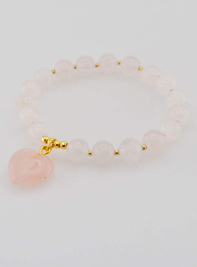 Bracciale in Pietra Naturale Cuore - Quarzo Rosa (pic 3)