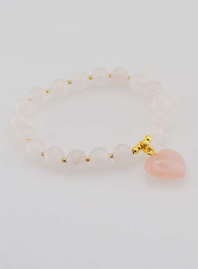 Bracciale in Pietra Naturale Cuore - Quarzo Rosa (pic 4)