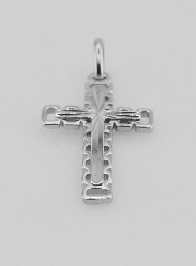 Ciondolo Croce Scolpita & Traforata in Argento (pic 2)