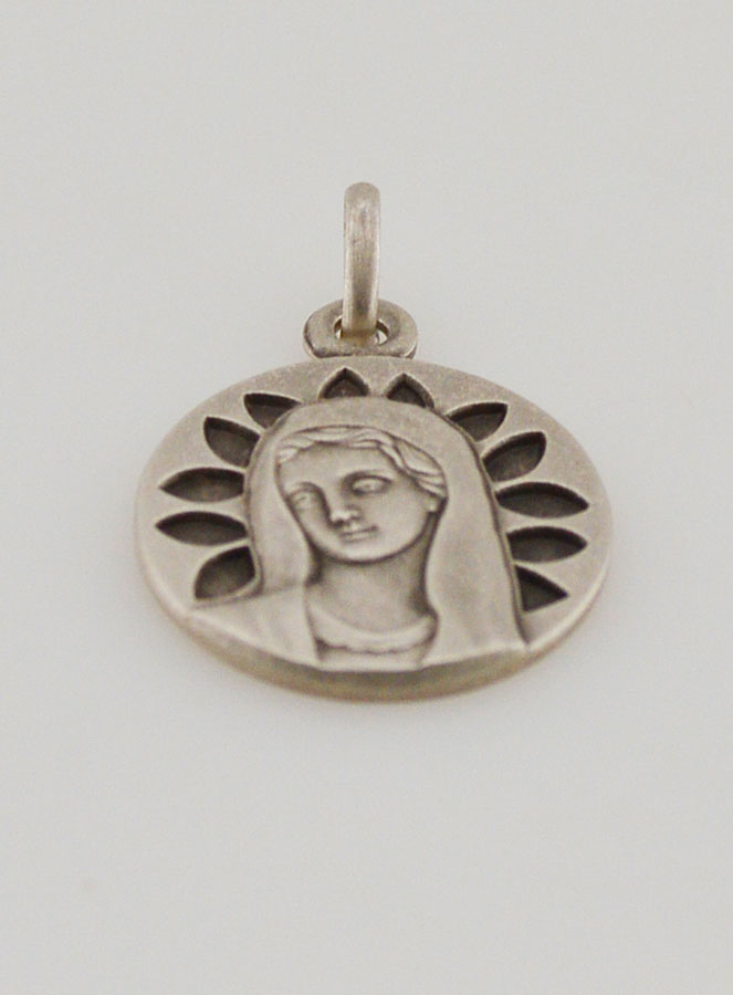 Medaglia Madonna con Petali in Argento - 16mm (pic 2)
