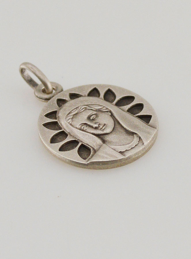 Medaglia Madonna con Petali in Argento - 16mm (pic 3)