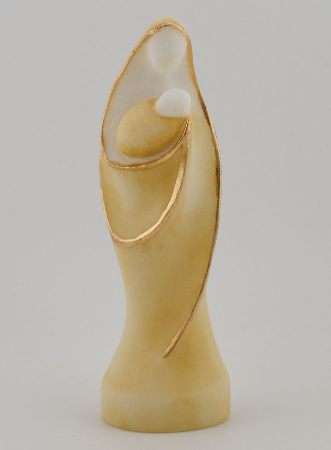 Statua Madonna con Bambino in Alabastro Dipinto - 12cm (pic 1)