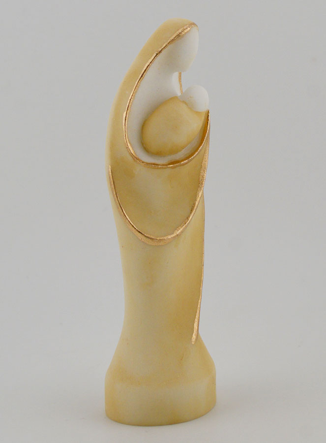 Statua Madonna con Bambino in Alabastro Dipinto - 12cm (pic 3)