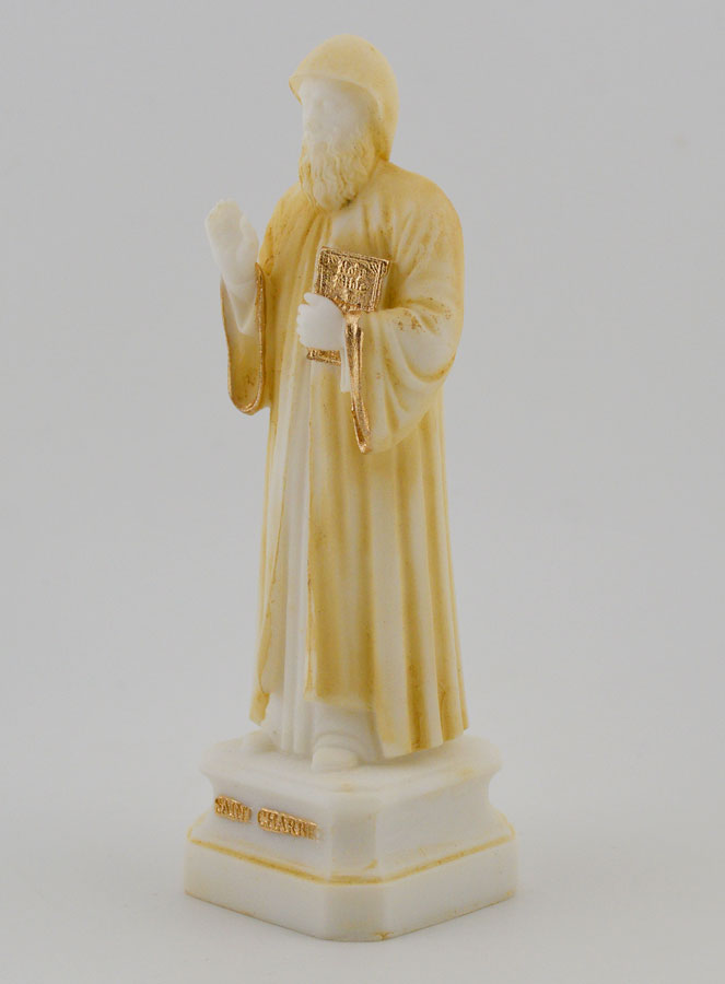 Statua San Charbel in Alabastro Dipinto - 12cm (pic 2)