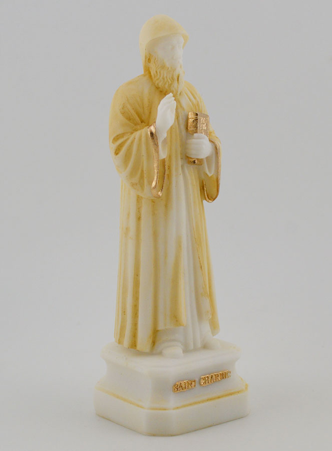 Statua San Charbel in Alabastro Dipinto - 12cm (pic 3)