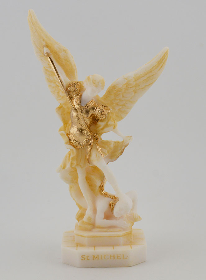 Statua San Michele in Alabastro Dipinto - 12cm (pic 1)