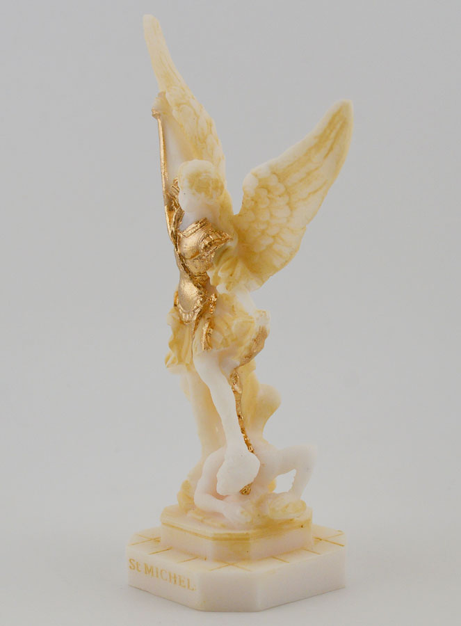 Statua San Michele in Alabastro Dipinto - 12cm (pic 2)