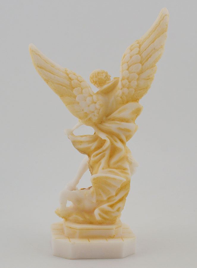 Statua San Michele in Alabastro Dipinto - 12cm (pic 4)