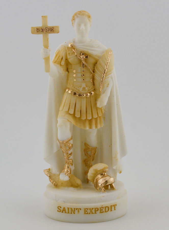 Statua Sant'Espedito in Alabastro Dipinto - 12cm (pic 1)