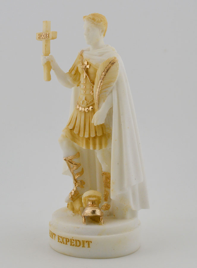 Statua Sant'Espedito in Alabastro Dipinto - 12cm (pic 2)