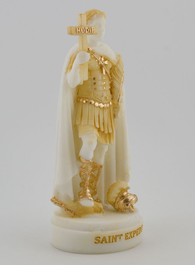 Statua Sant'Espedito in Alabastro Dipinto - 12cm (pic 3)