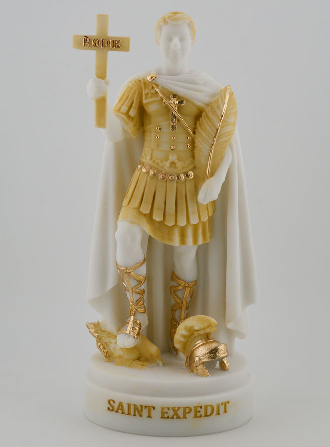 Statua Sant'Espedito in Alabastro Dipinto - 19cm (pic 1)