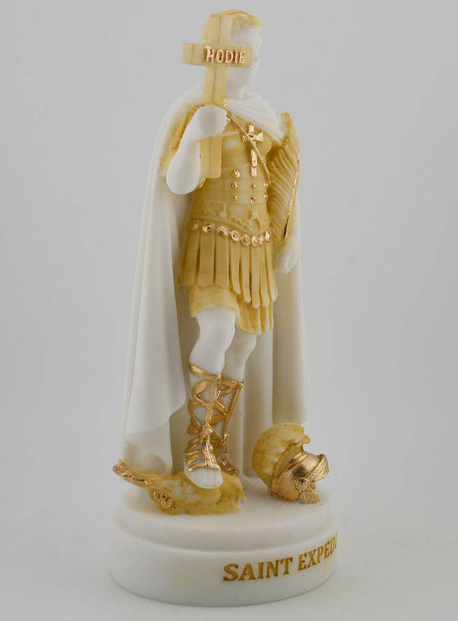 Statua Sant'Espedito in Alabastro Dipinto - 19cm (pic 3)