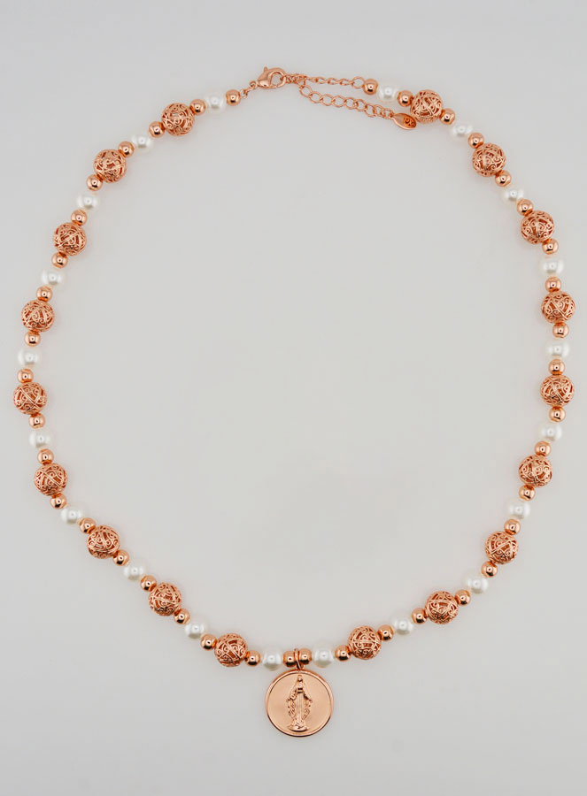 Collana Religiosa con Perle & Medaglia Maria (pic 1)