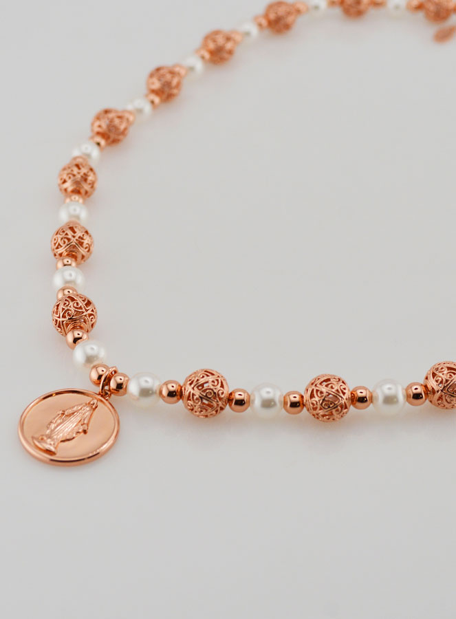 Collana Religiosa con Perle & Medaglia Maria (pic 3)