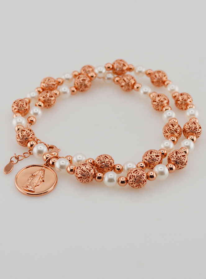 Collana Religiosa con Perle & Medaglia Maria (pic 4)