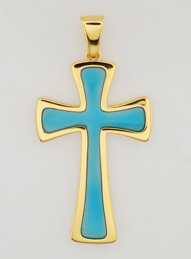 Pendente Croce 4cm - Turchese (pic 1)