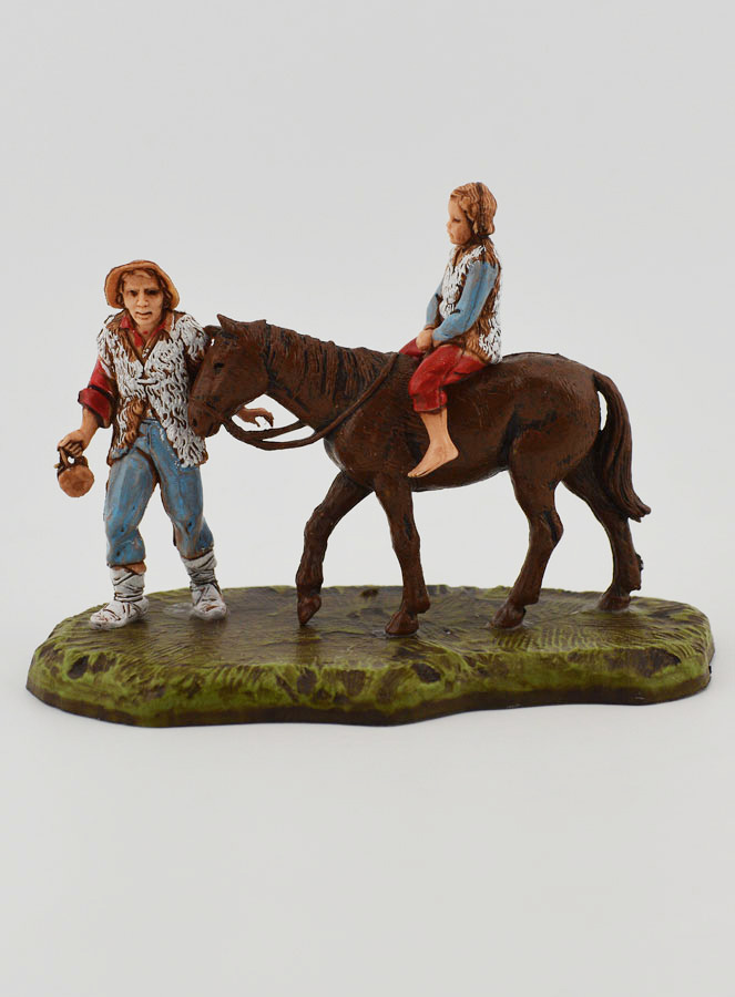 Statuina Santon Montanaro con Bimbo a Cavallo - 6cm (pic 1)