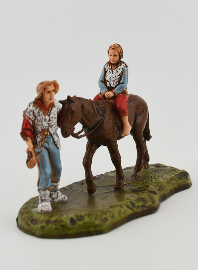 Statuina Santon Montanaro con Bimbo a Cavallo - 6cm (pic 3)