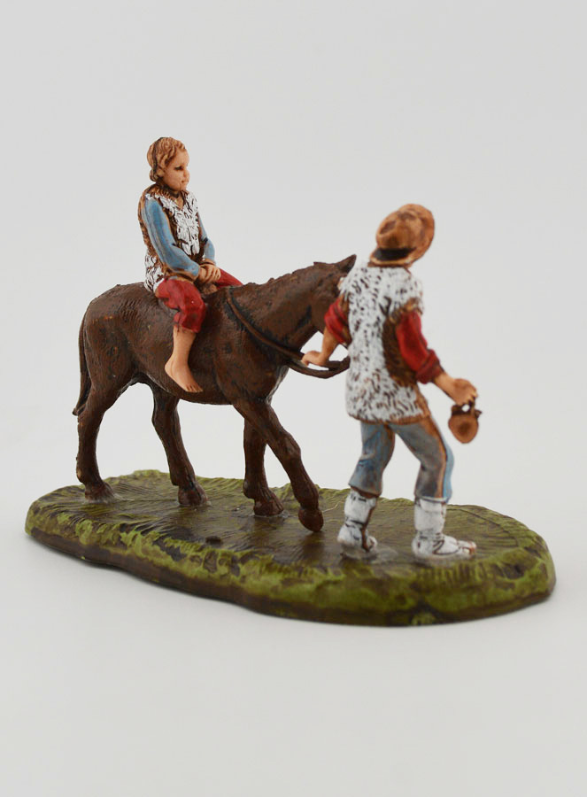 Statuina Santon Montanaro con Bimbo a Cavallo - 6cm (pic 4)