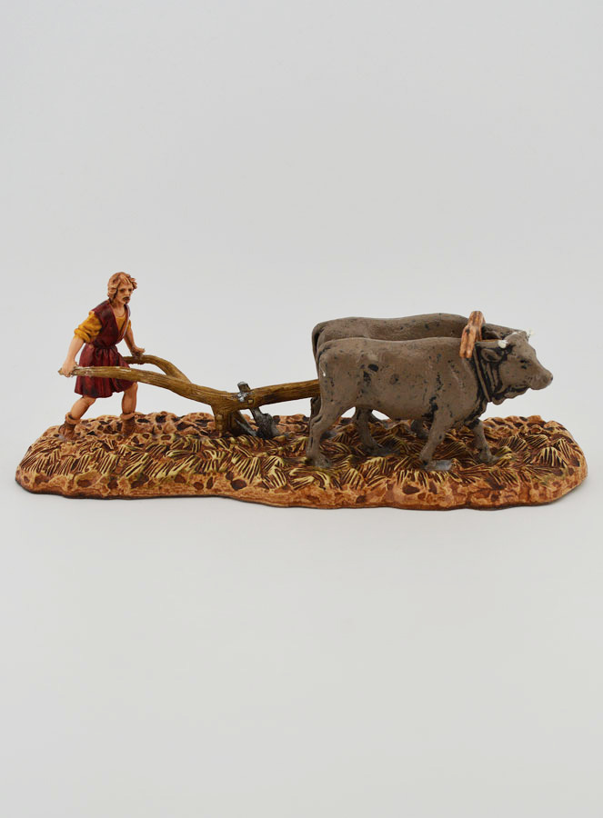 Statuina Santon Contadino con Aratro - Altezza 6cm (pic 1)