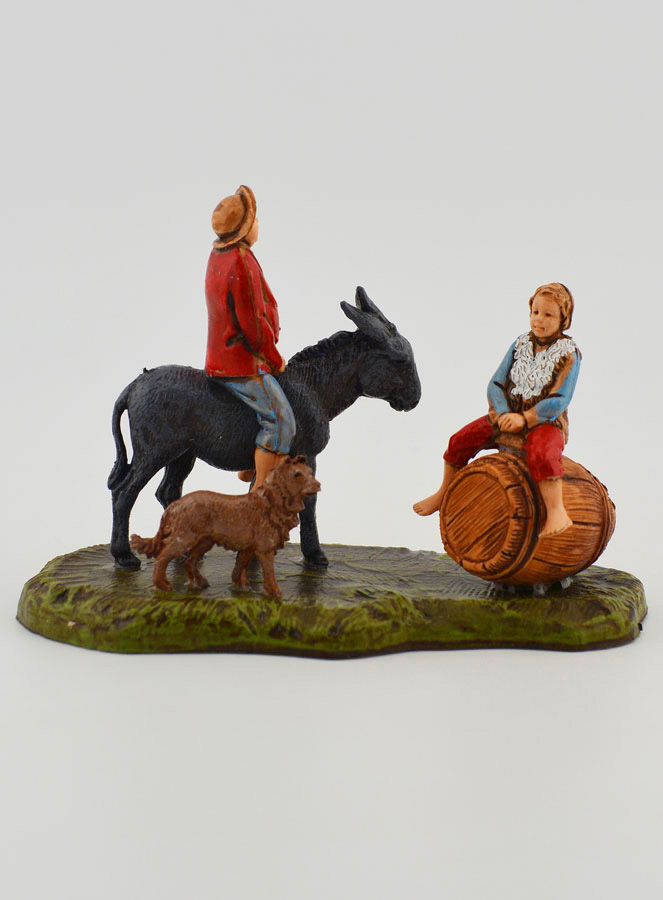 Statuina Santon Uomo con Asino & Bambino - 6cm (pic 1)