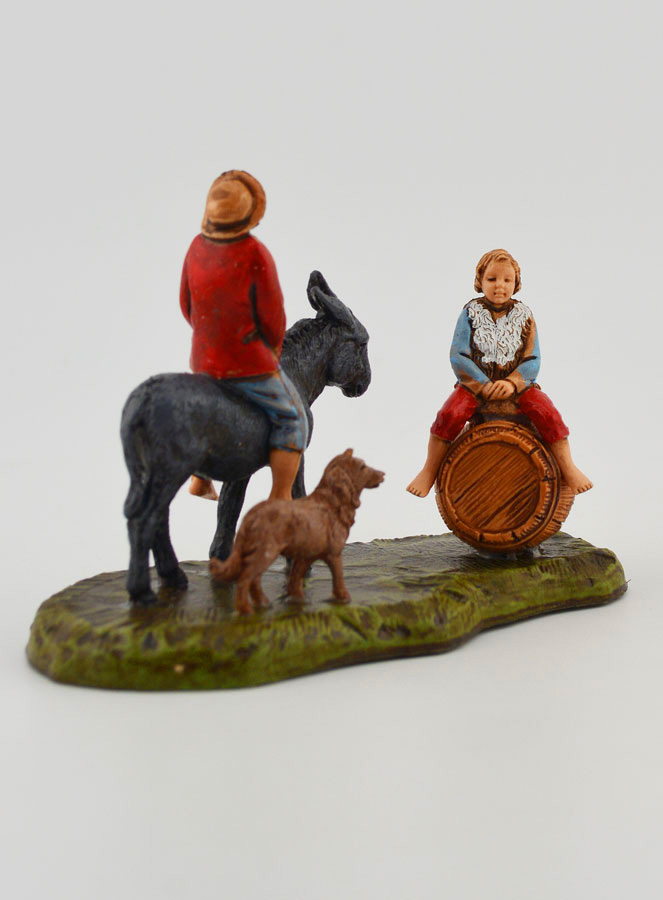 Statuina Santon Uomo con Asino & Bambino - 6cm (pic 3)