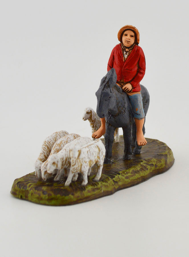 Statuina Santon Pastore con Asino & Pecore - 6cm (pic 3)