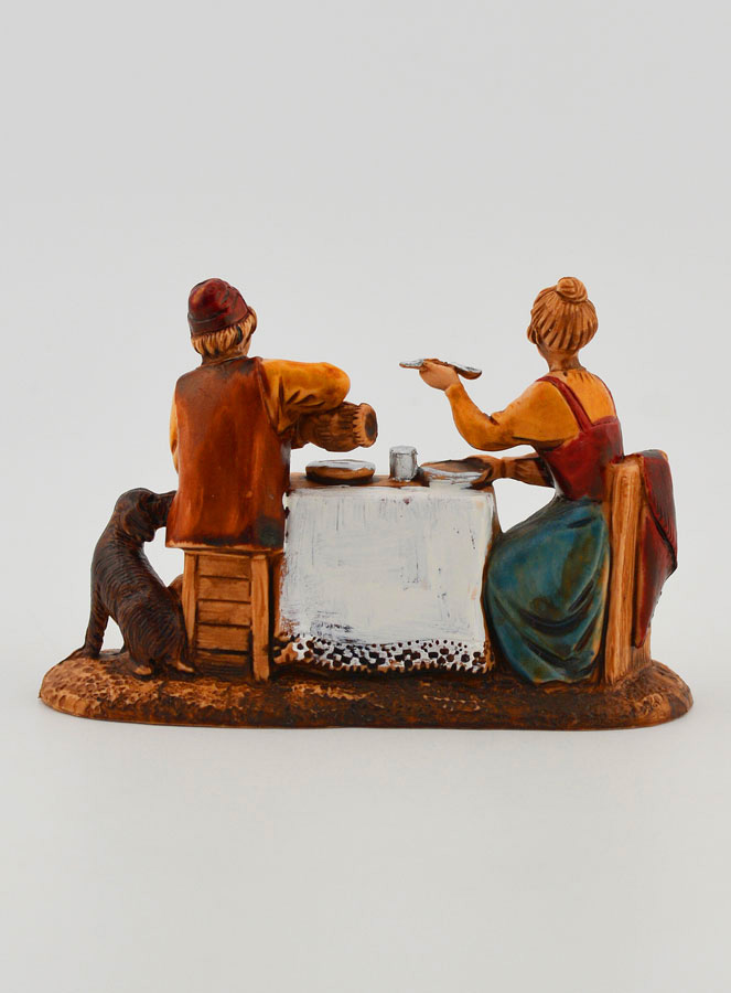 Statuina Santon Coppia a Tavola - 6cm (pic 4)
