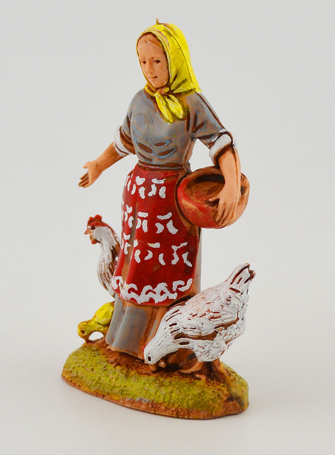 Santon Contadina con Galline - 6cm (pic 2)