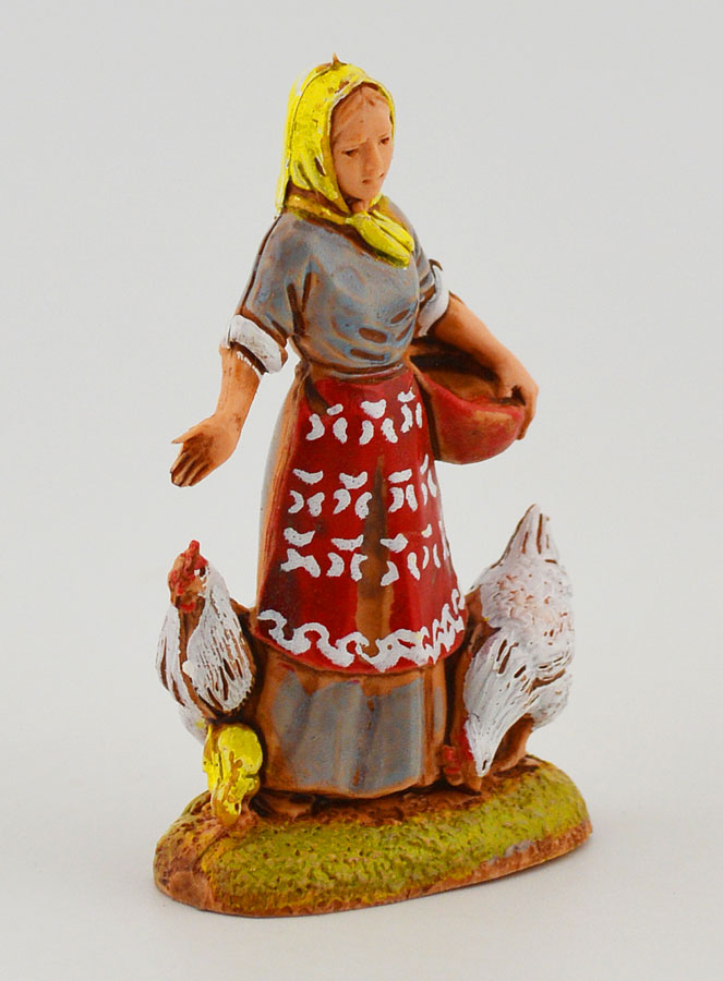 Santon Contadina con Galline - 6cm (pic 3)