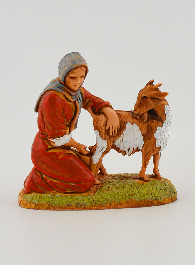 Santon Contadina Mungitrice di Capra - 6cm (pic 1)