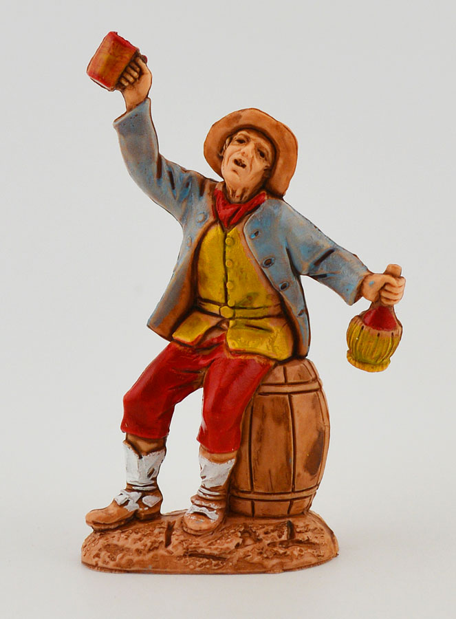 Statuina Santon Bevitore con Botte  - 6cm (pic 1)