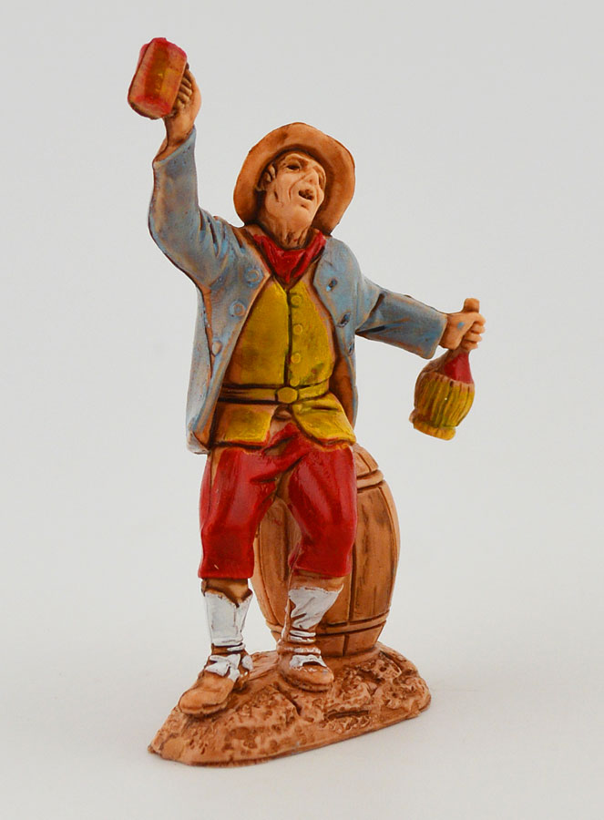 Statuina Santon Bevitore con Botte  - 6cm (pic 3)