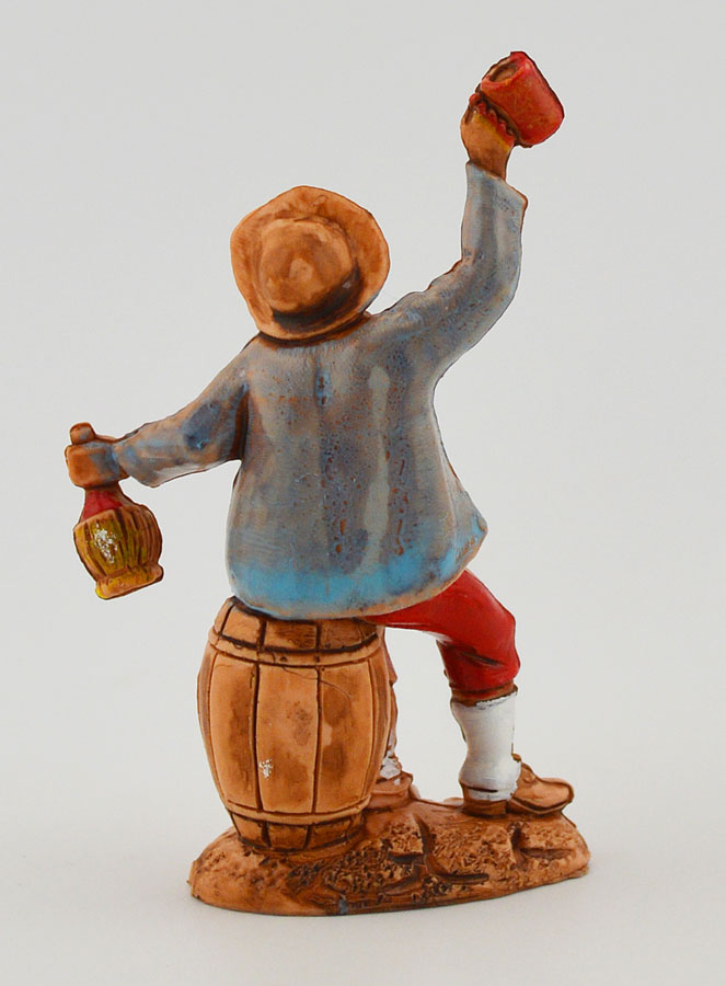 Statuina Santon Bevitore con Botte  - 6cm (pic 4)
