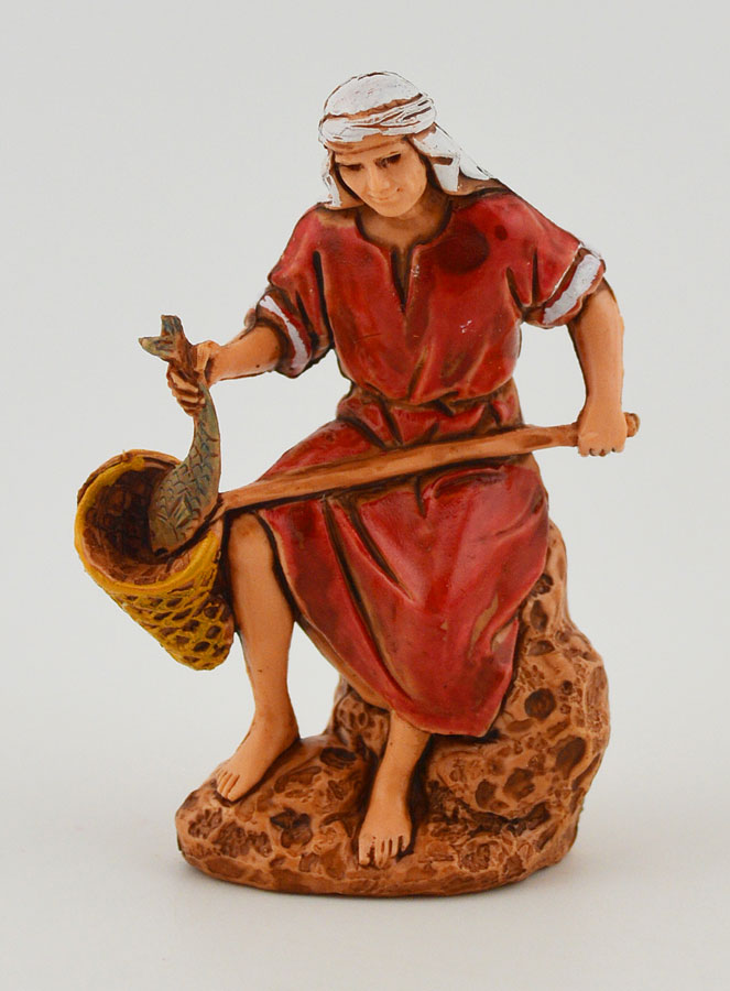 Statuina Santon Pescatore con Retino - 6cm (pic 1)