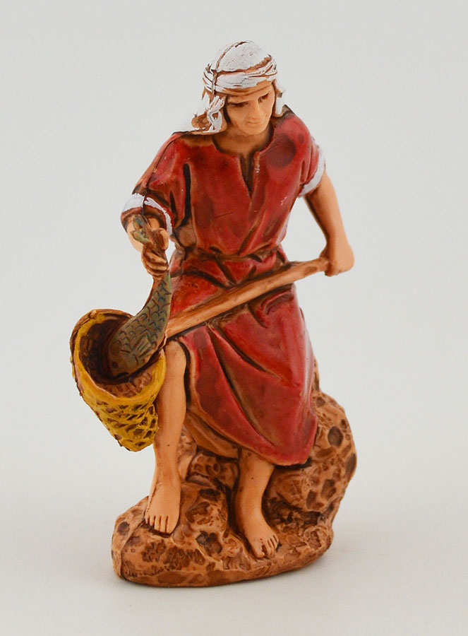 Statuina Santon Pescatore con Retino - 6cm (pic 3)