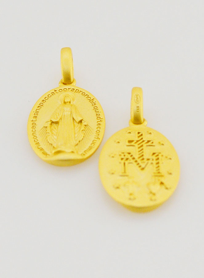 Medaglia Miracolosa in Argento Dorato 18k - 16 mm (pic 2)