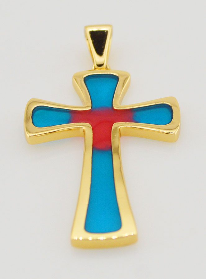 Pendente Croce 4cm - Blu e Rosso (pic 2)