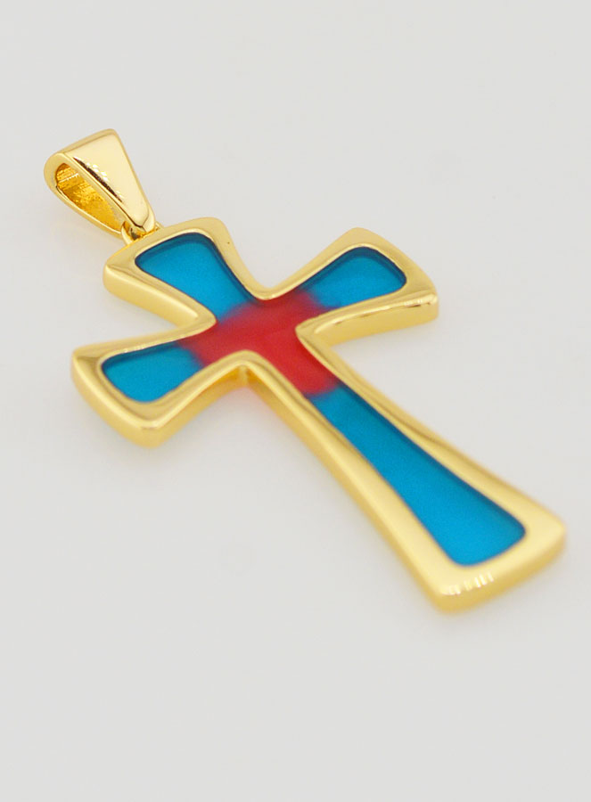 Pendente Croce 4cm - Blu e Rosso (pic 3)