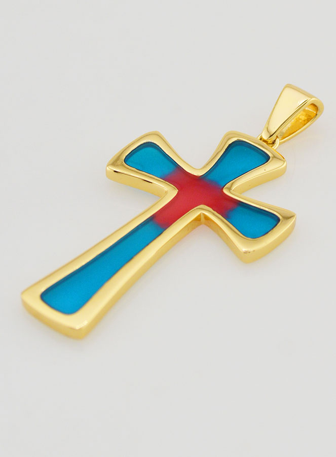 Pendente Croce 4cm - Blu e Rosso (pic 4)