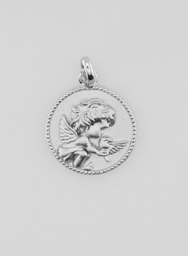 Medaglia Angelo Custode e Colomba in Argento - 12 mm (pic 1)