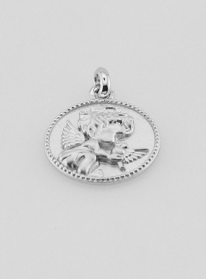 Medaglia Angelo Custode e Colomba in Argento - 12 mm (pic 2)