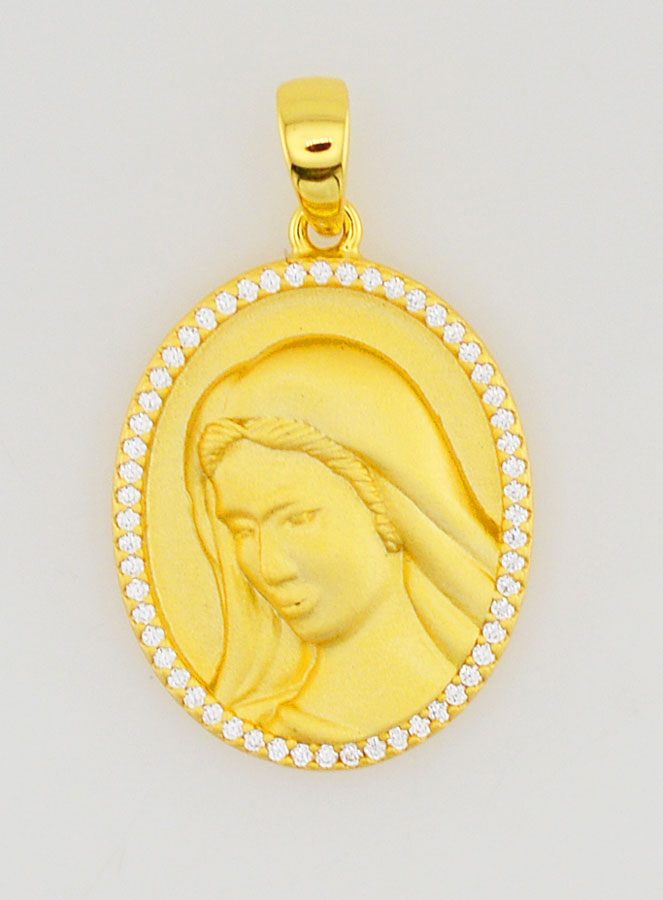 Medaglia della Vergine Maria con Bordo Brillante - 18 mm (pic 1)