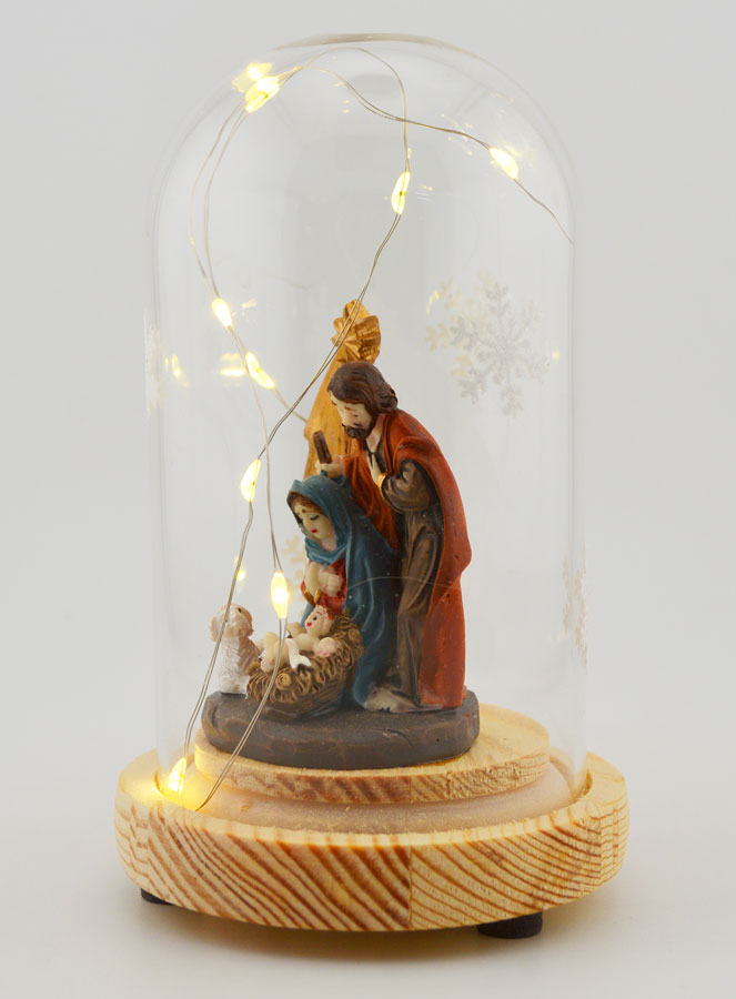 Natività Luminosa Sotto Campana di Vetro - 13cm (pic 2)