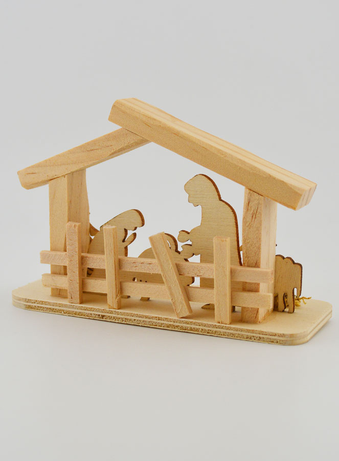 Natività in Legno Naturale - 10cm (pic 4)