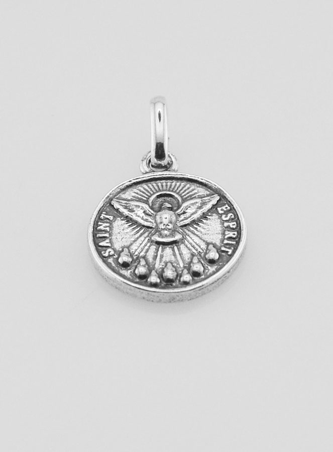 Medaglia Spirito Santo Placcata in Argento 925 - 12mm (pic 2)