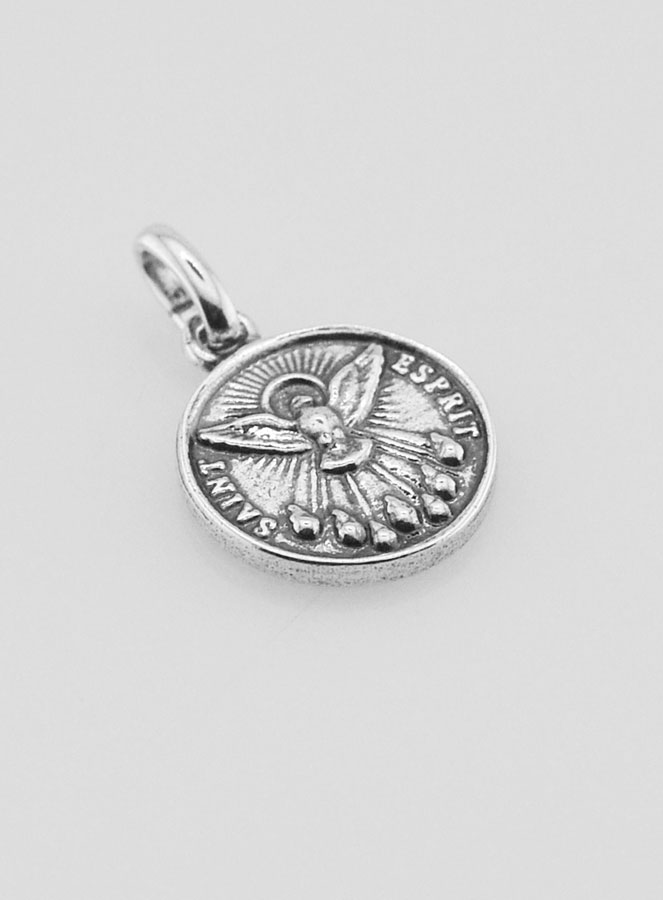 Medaglia Spirito Santo Placcata in Argento 925 - 12mm (pic 3)
