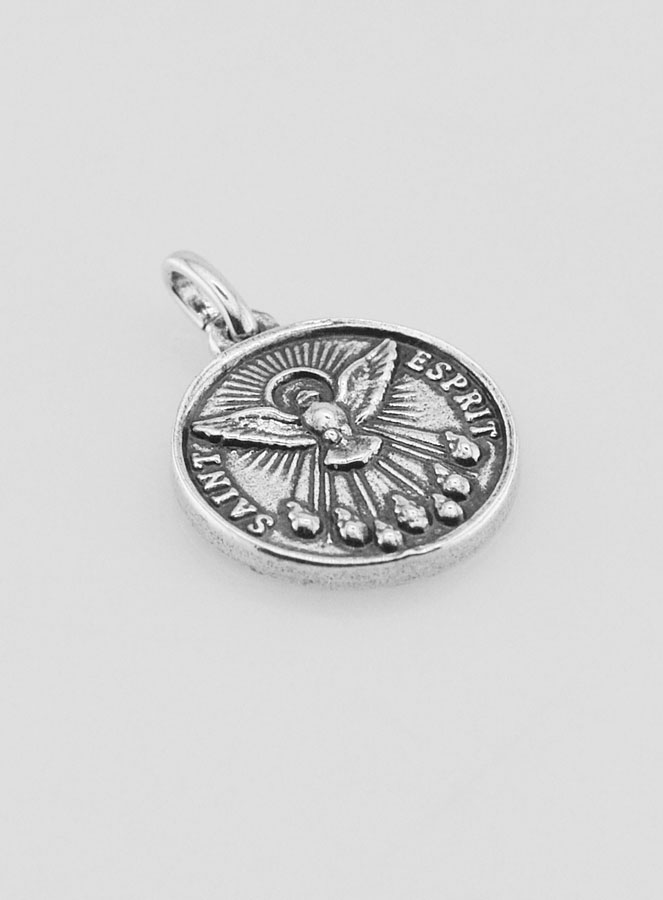 Medaglia Spirito Santo Placcata in Argento 925 - 15mm (pic 3)